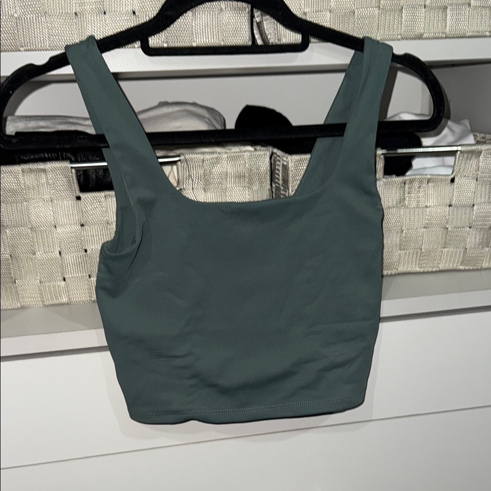 Express Green Sleeveless Fitted Crop Tank Top